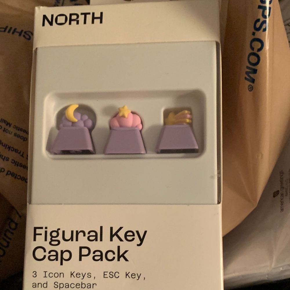Purple Figural Key Cap Pack — 3 Icon Keys